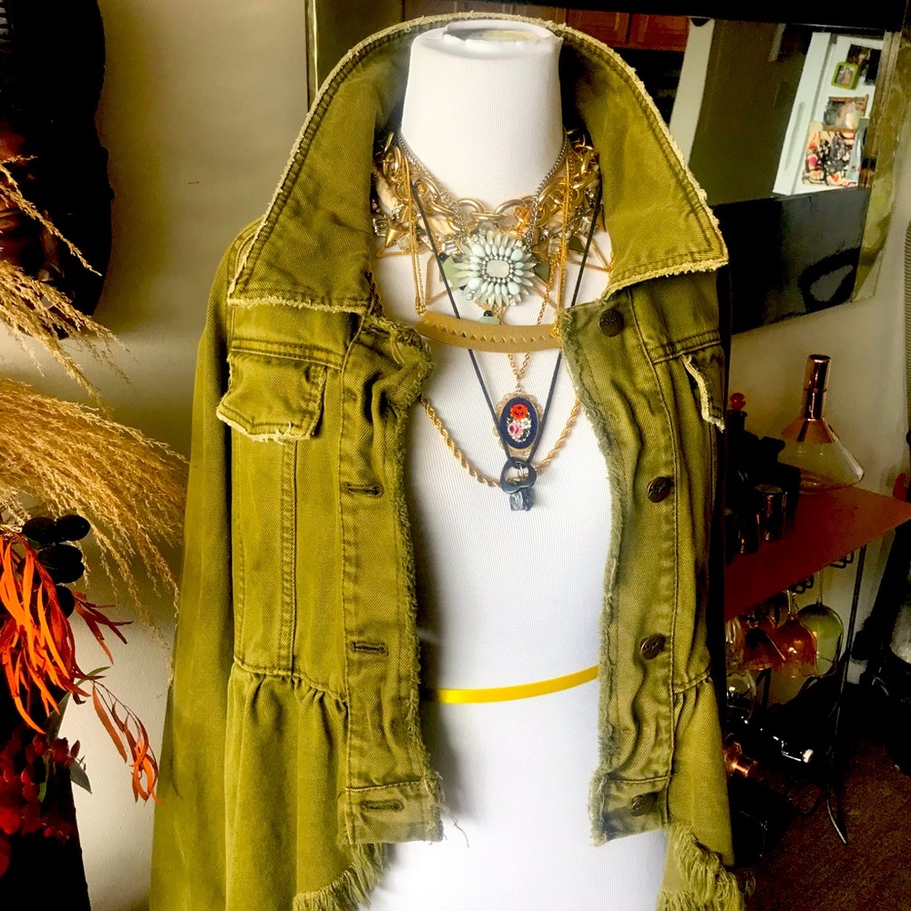 Olive green jean jacket